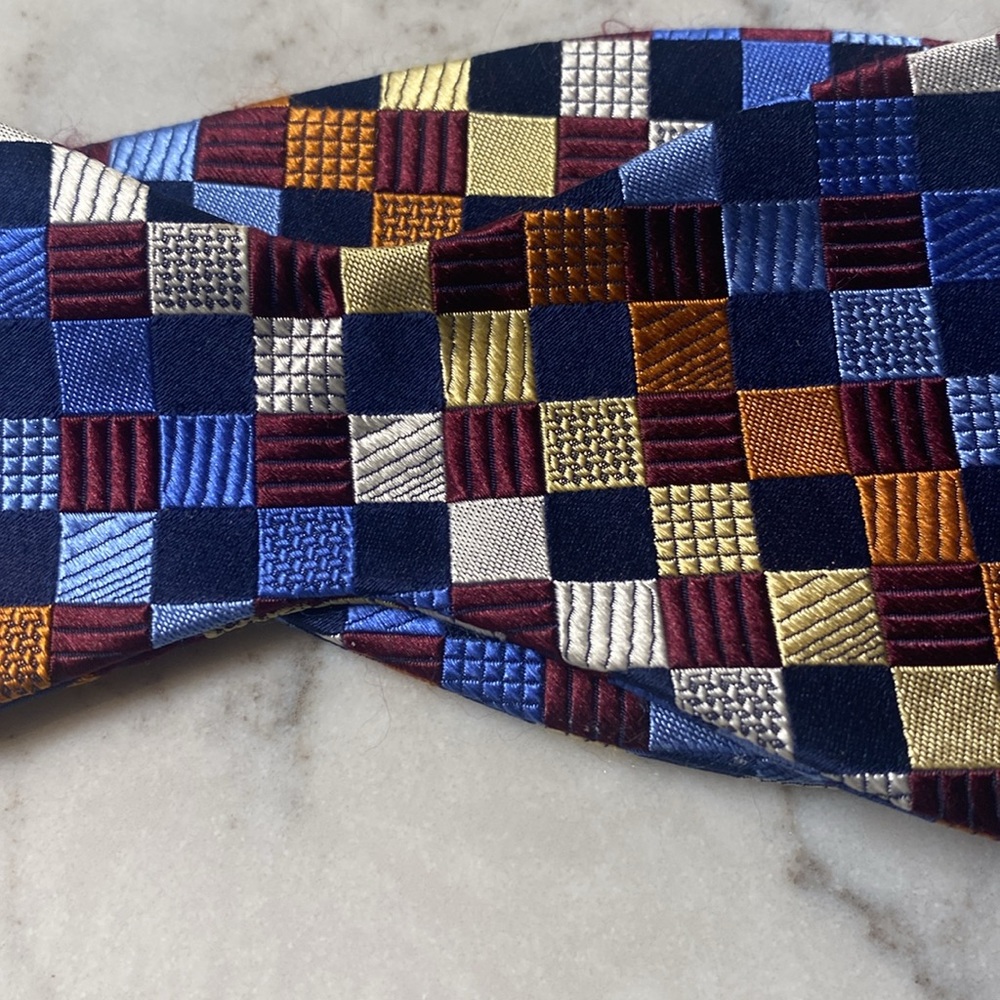 Blue/Gold/Black/Maroon Jos A Bank Adjustable Bow Tie